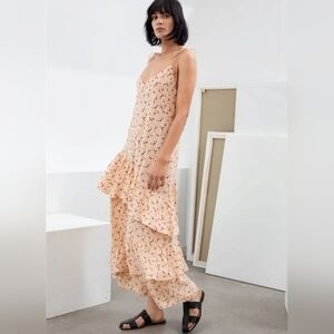 & Other Stories Ruffled Shoulder Tie Maxi Dress